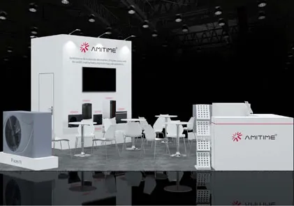 AMITIME установила для того чтобы сделать возникновение на экспо патио спа бассейна, со своим сногсшибательным новым тепловым насосом бассейна делая грандиозный дебют!